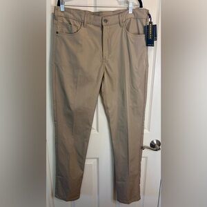 “Vintage 1946” NWT Men's Tan Flat Front Modern Fit Performance Chinos w/Pockets